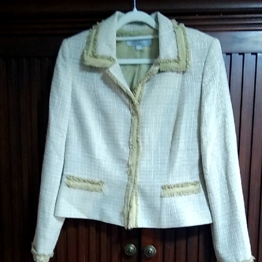 Tahari Cream and Gold Blazer